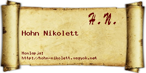 Hohn Nikolett névjegykártya